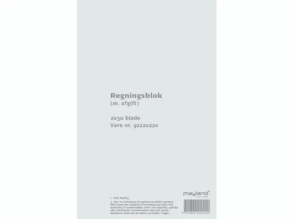 Regningsblok 126x200 mm med afgift - 2x50 blade - (10 stk.)