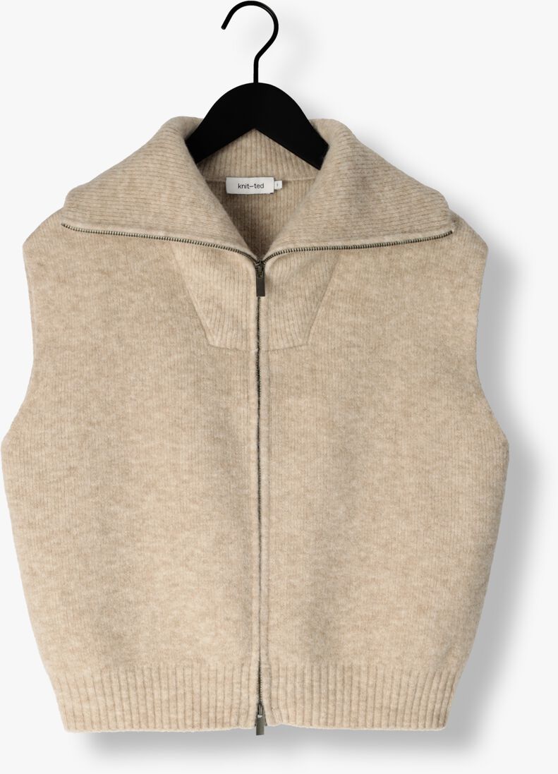 beige knit-ted vest may