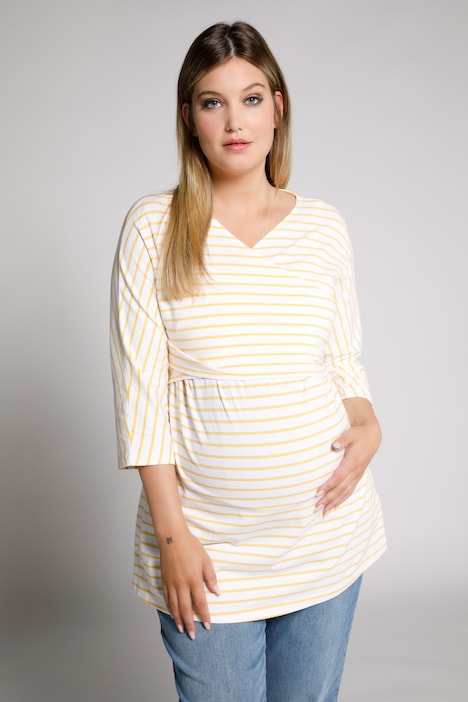 Bellieva-Wickelshirt, V-Ausschnitt, Stilleinsatz, Biobaumwolle, GOTS