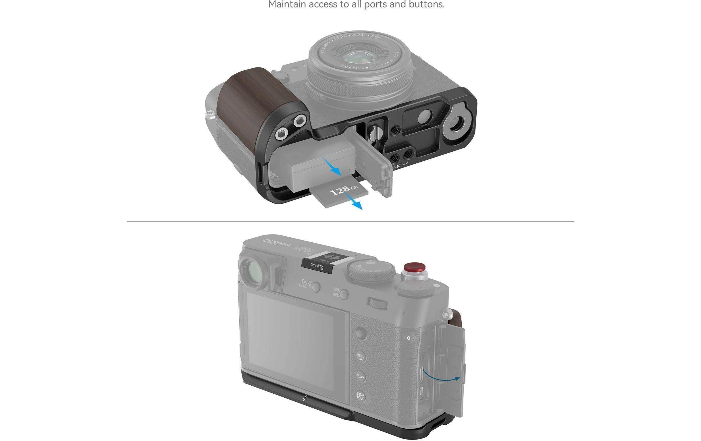 L-Winkel Fujifilm X100VI / X100V SchwarzL-förmiger Holzgriff für Fujifilm X100VI und X100V