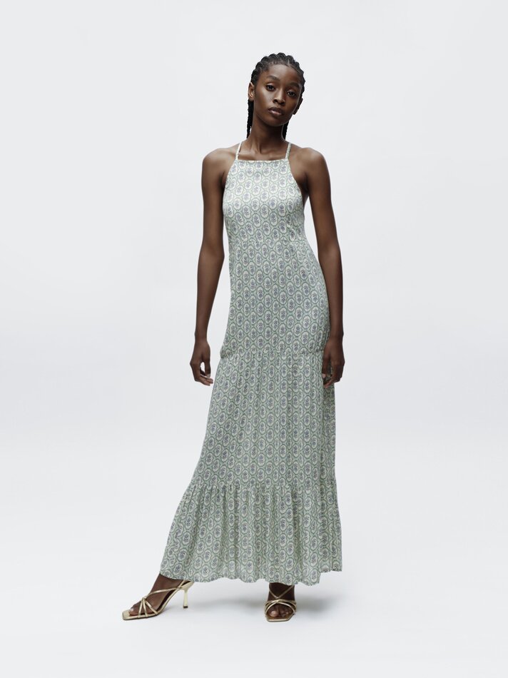 Vestido longo estampado - Verde