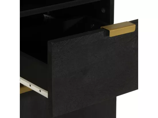 Armoire de salle de bain noir 38x33x160 cm bois massif manguier