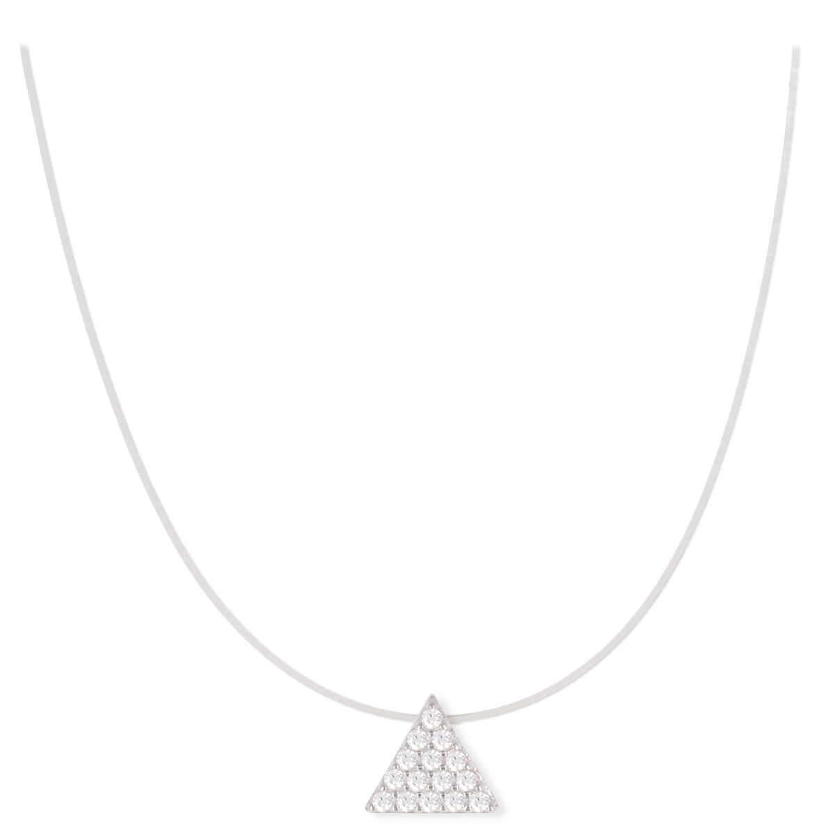 Collier fil de pêche argent rhodié avec cubic zirconia 40cm