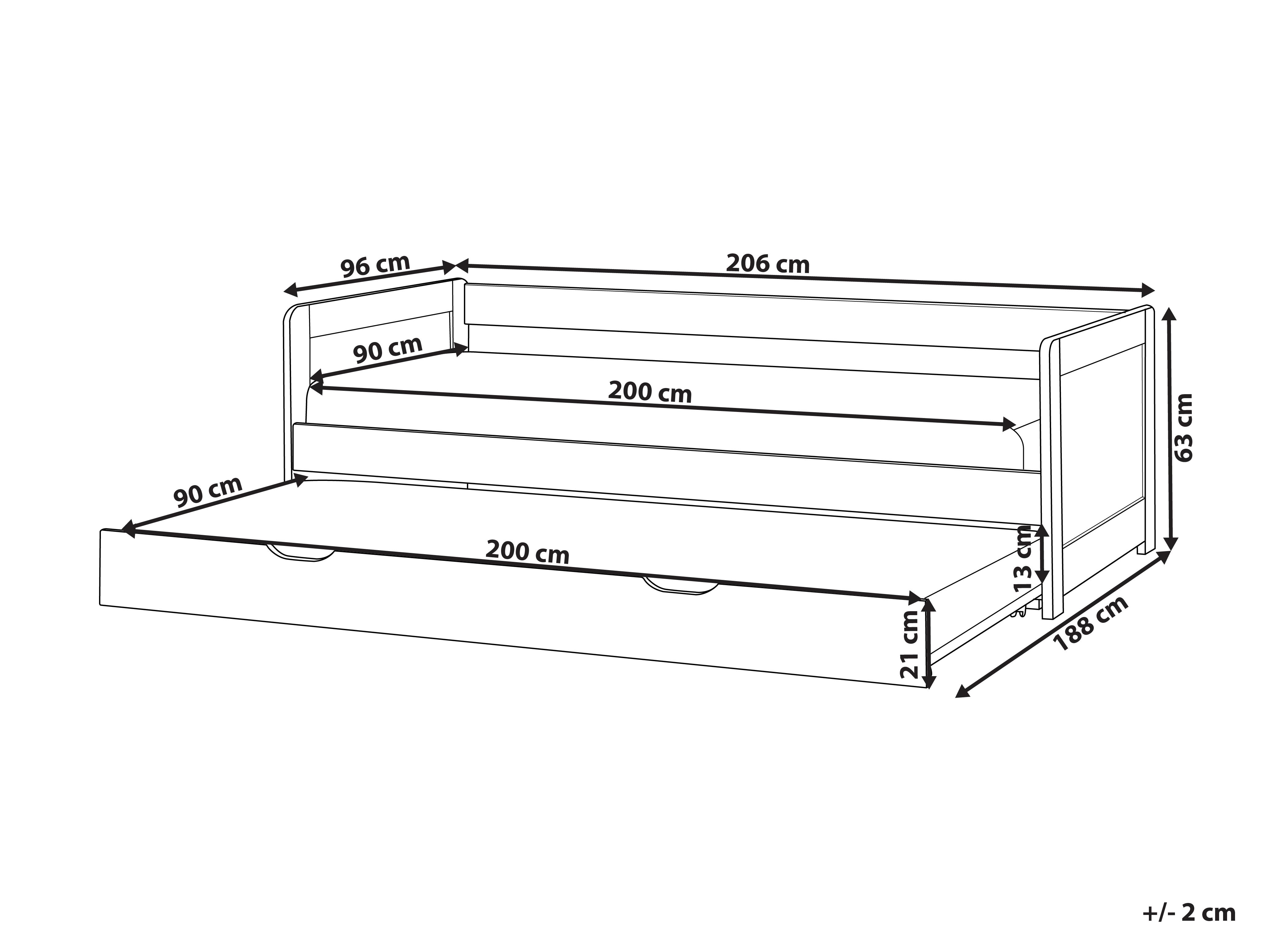 Onderschuifbed Dennenhout GRAVELINES 90 x 200 cm Wit