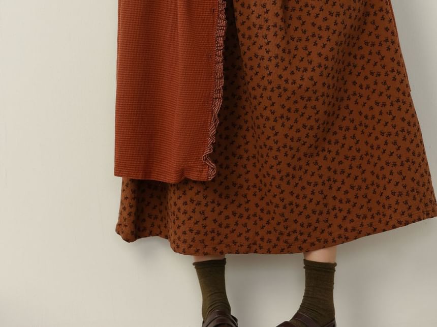 College Affair - Geruite midi-jurk met ruches en zakdetail