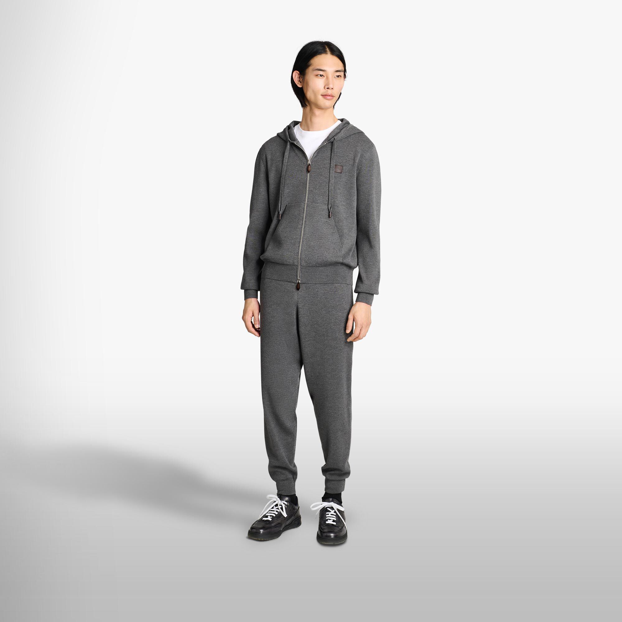 Sweat À Capuche Zippe Avec Detail En Cuir