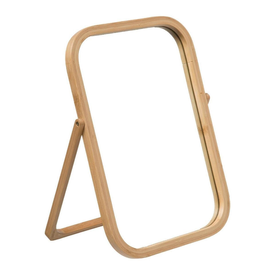 5Five Staande make-up spiegel/scheerspiegel - bamboe - 28 x 39 cm