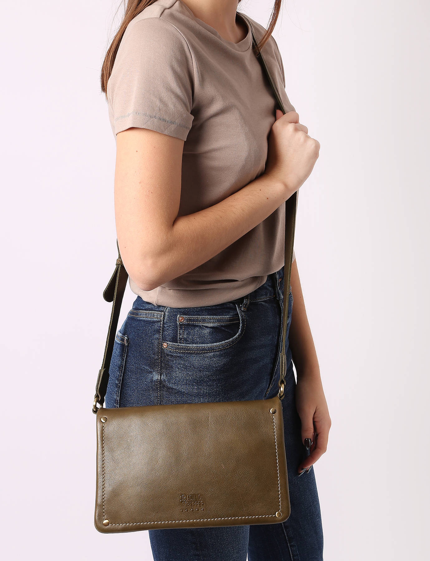 Sac bandoulire Boston cuir BASILIC PEPPER