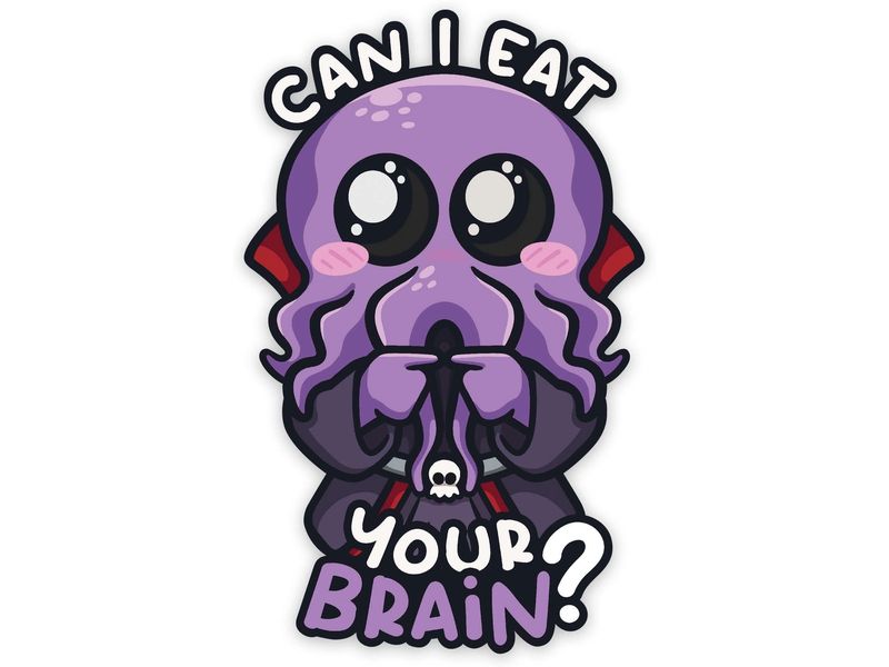 Glass Staff Eat Your Brain Sticker Mehrfarbig Aufkleber für RPG-Fans