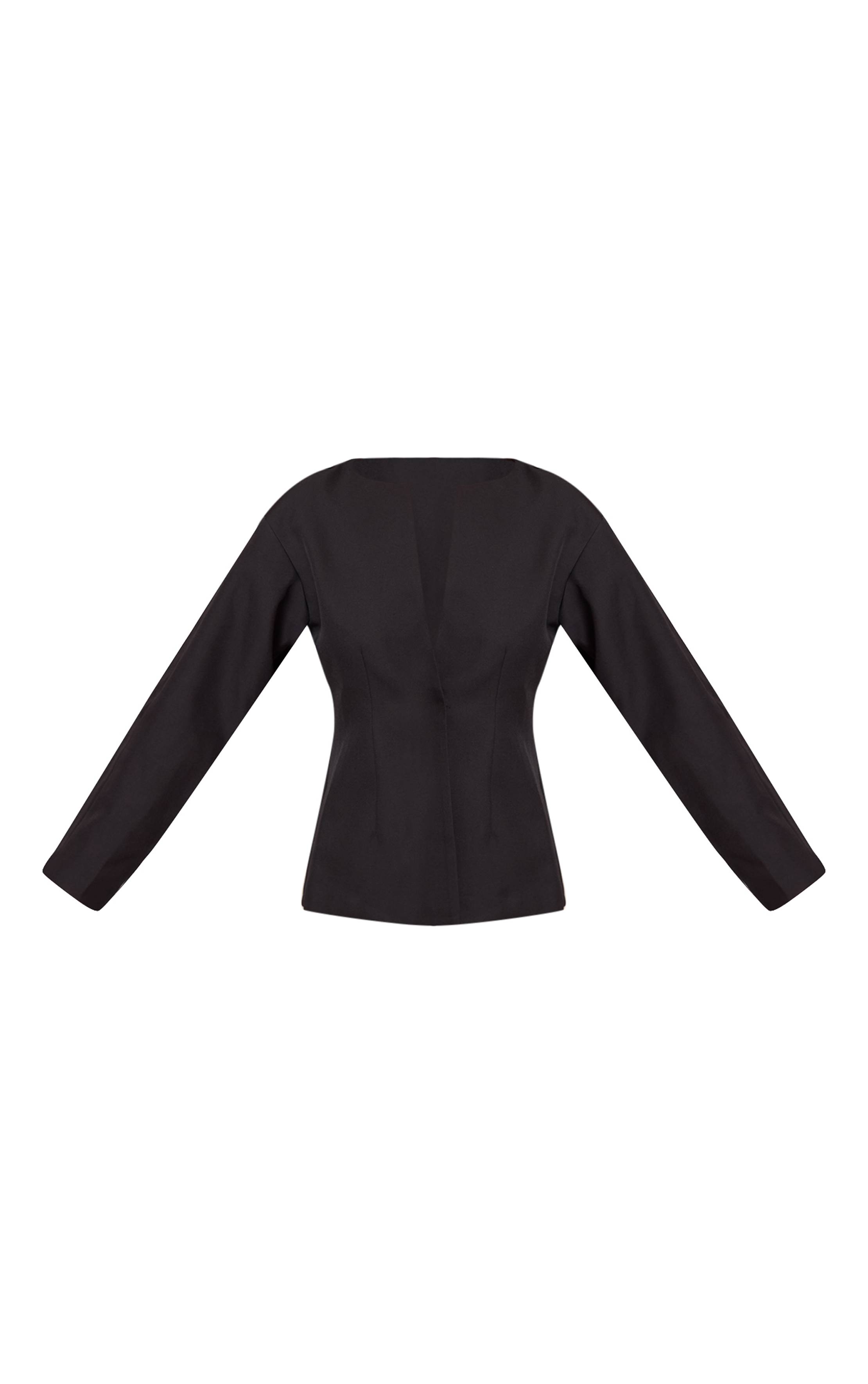 Noir Blazer Taille Cintrée À Manches Cocon