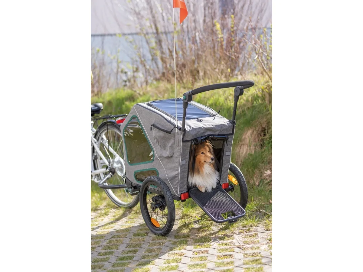 Trixie Bicycle trailer, M: 71 × 95 × 85/138 cm, grey/sage