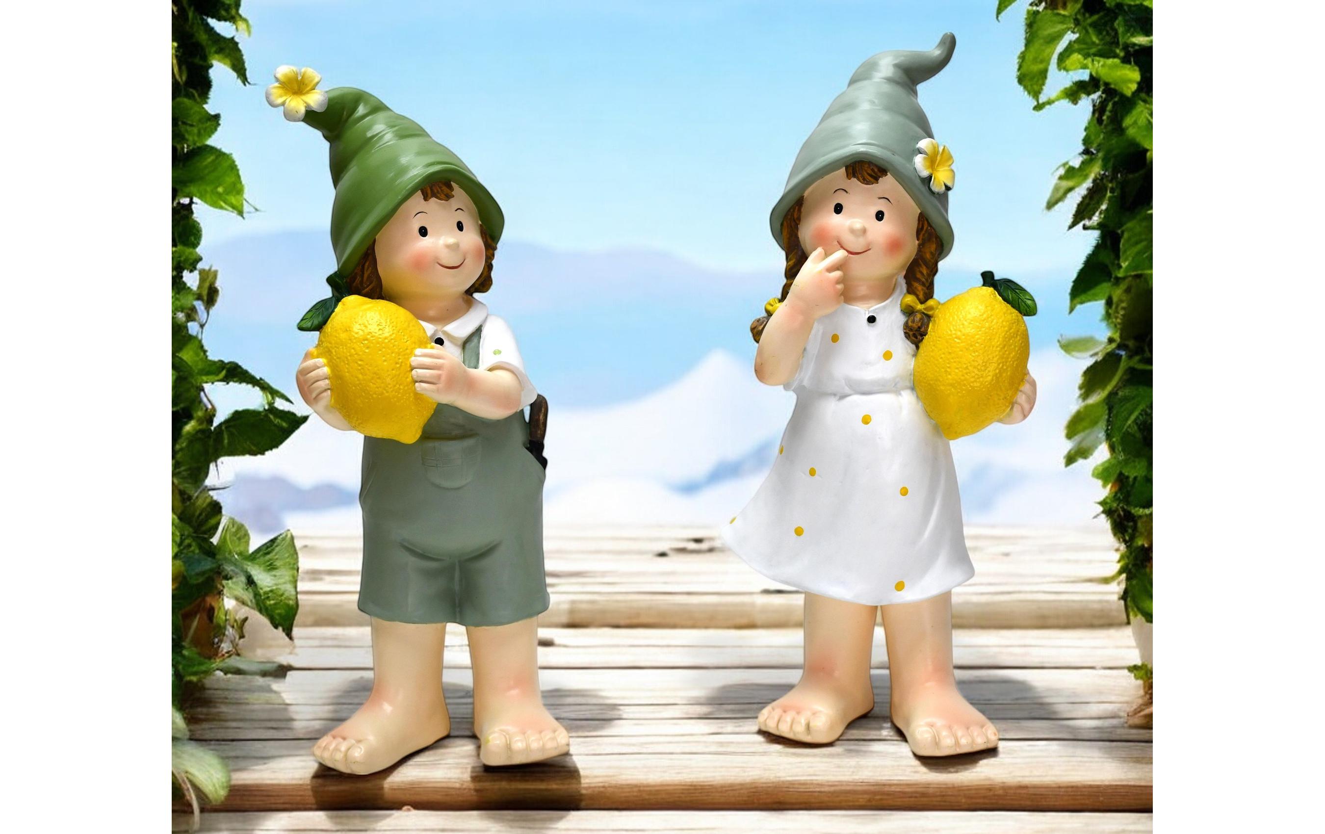 Dekofigur Kinder mit Zitrone 2er SetGartendekoration