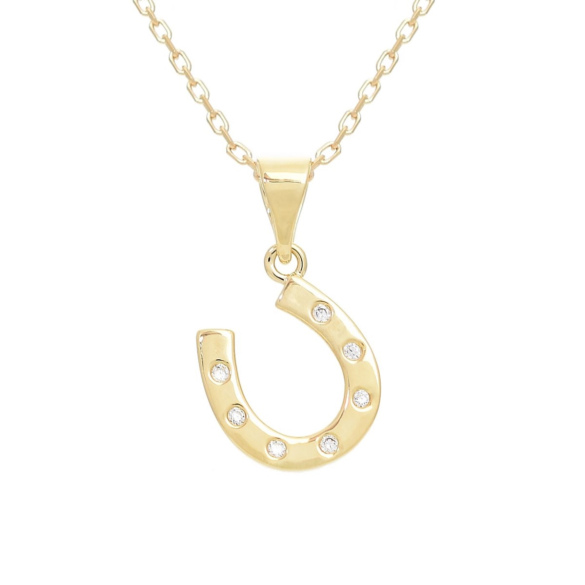 Collier porte-bonheur fer à cheval oxyde de zirconium Plaqué OR 750 3 microns