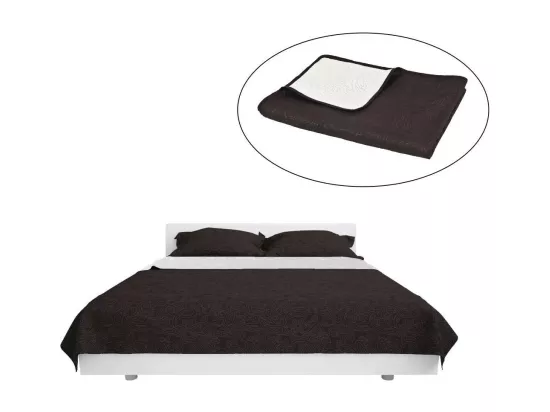 Couvre-lit à double face matelassé 230x260 Crème et marron