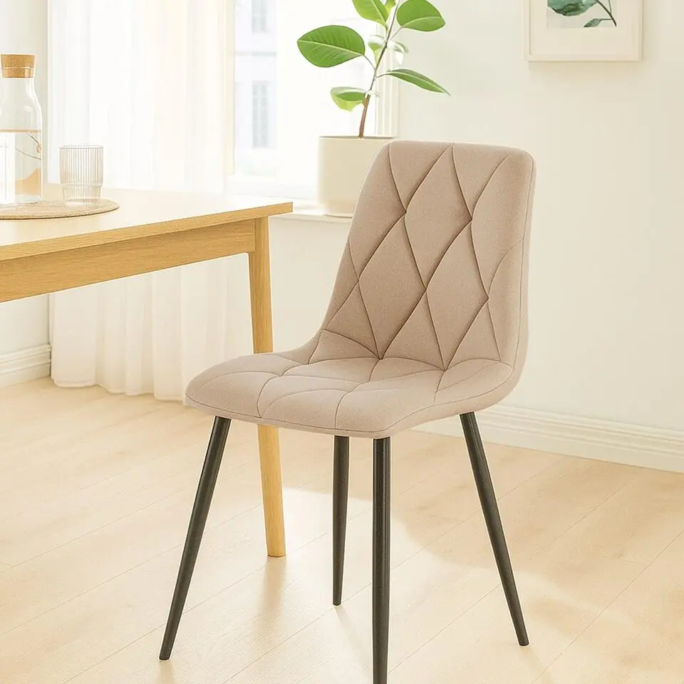 CLP Set van 2 Eetkamerstoel Clairton zwart Frame - Stof - taupe