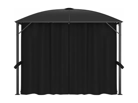 Tonnelle avec rideaux 300x300x265 cm Anthracite