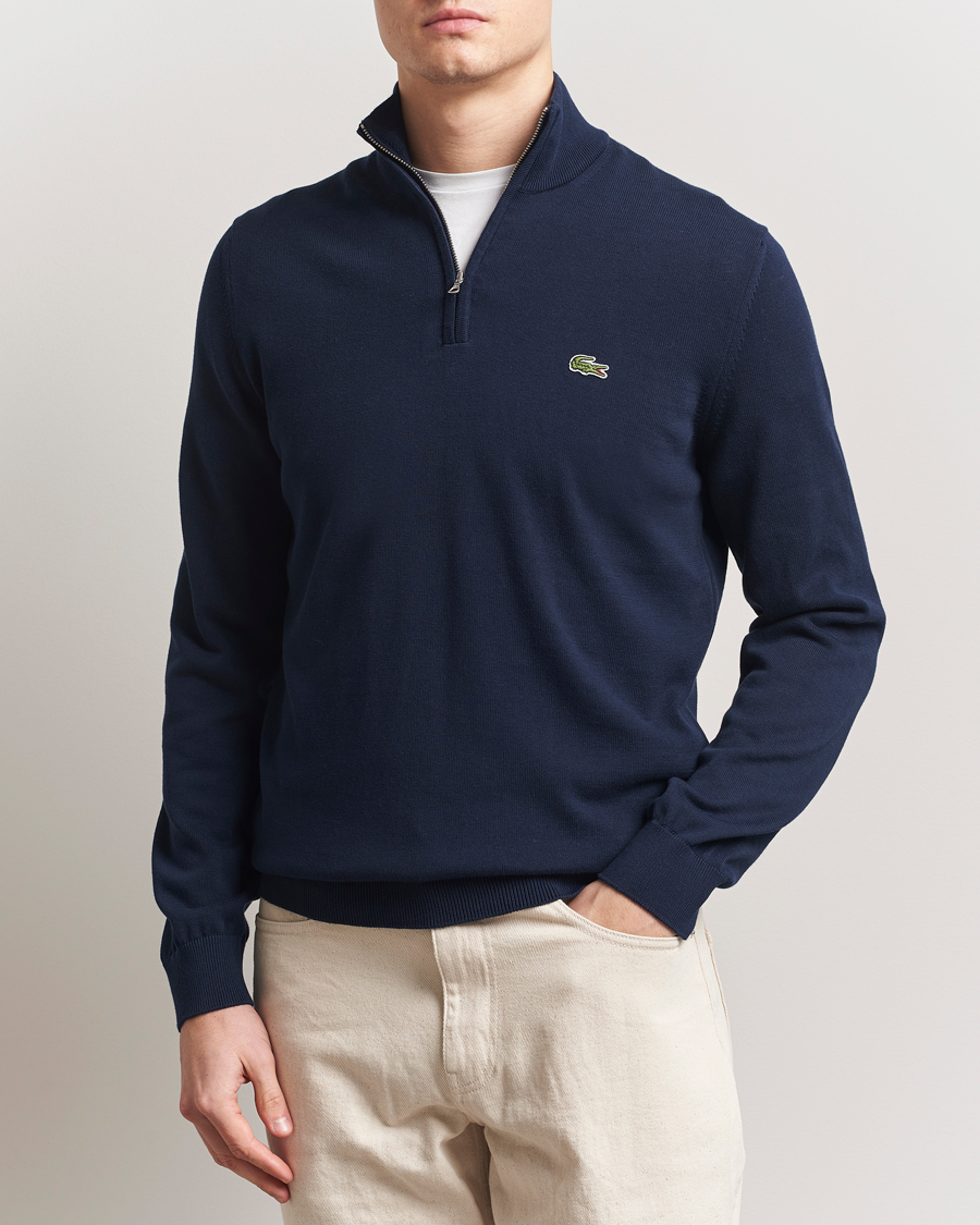 Lacoste Cotton Knitted Half Zip Navy