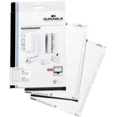 Durable - 200 Cartes prédécoupées pour badges 54 x 90 mm