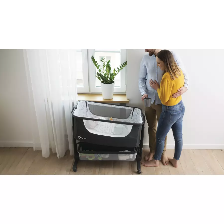 lionelo Beistellbett Timon Grey inklusive Matratze Fiki Miki