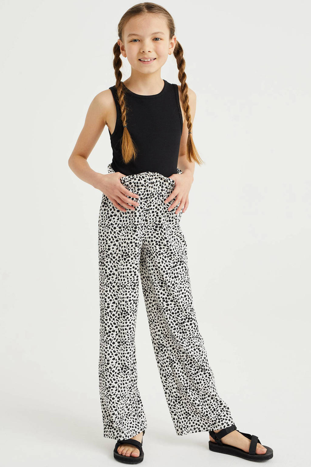 WE Fashion ribgebreidetop zwart