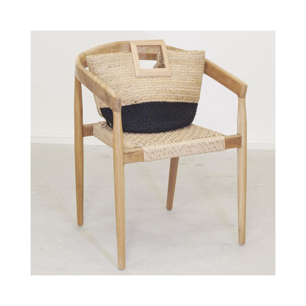 Fauteuil en teck et rotin synthétique arrondi