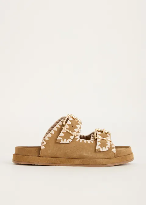 Leren feston sandaal zand (ZND.L)