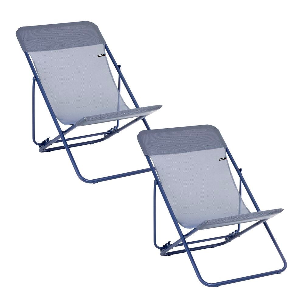 Set aus 2 klappbaren Liegestühlen Maxi Transat Batyline® Iso Indigo-Indigo