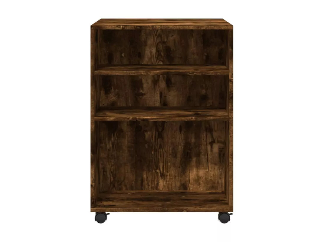 Table d'appoint avec roues chêne fumé bois d'ingénierie