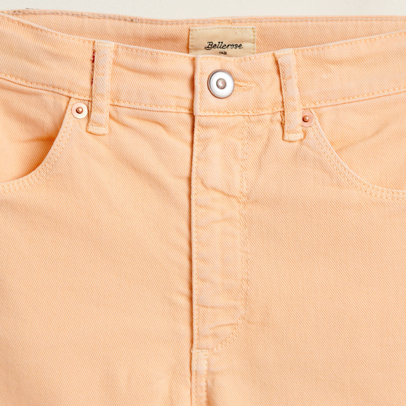 Bellerose Pantalon Pinata en Toile de Coton coupe droite saumon