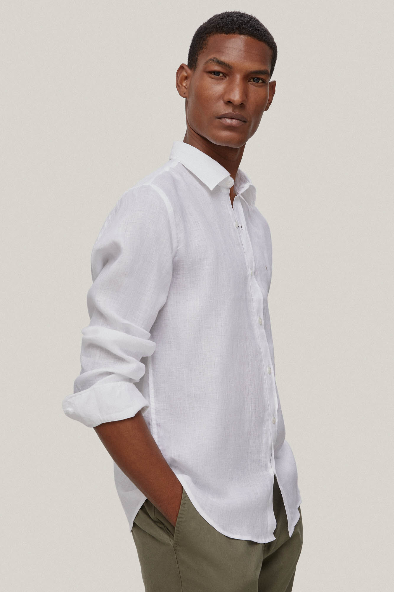 Camisa de linho lisa - Branca