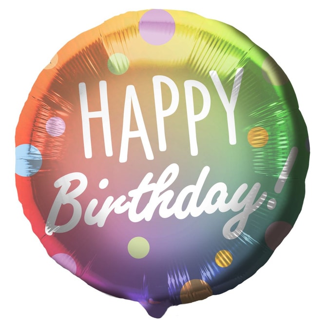 Folienballon - Happy Birthday - Punkte - Ø = ca. 45 cm