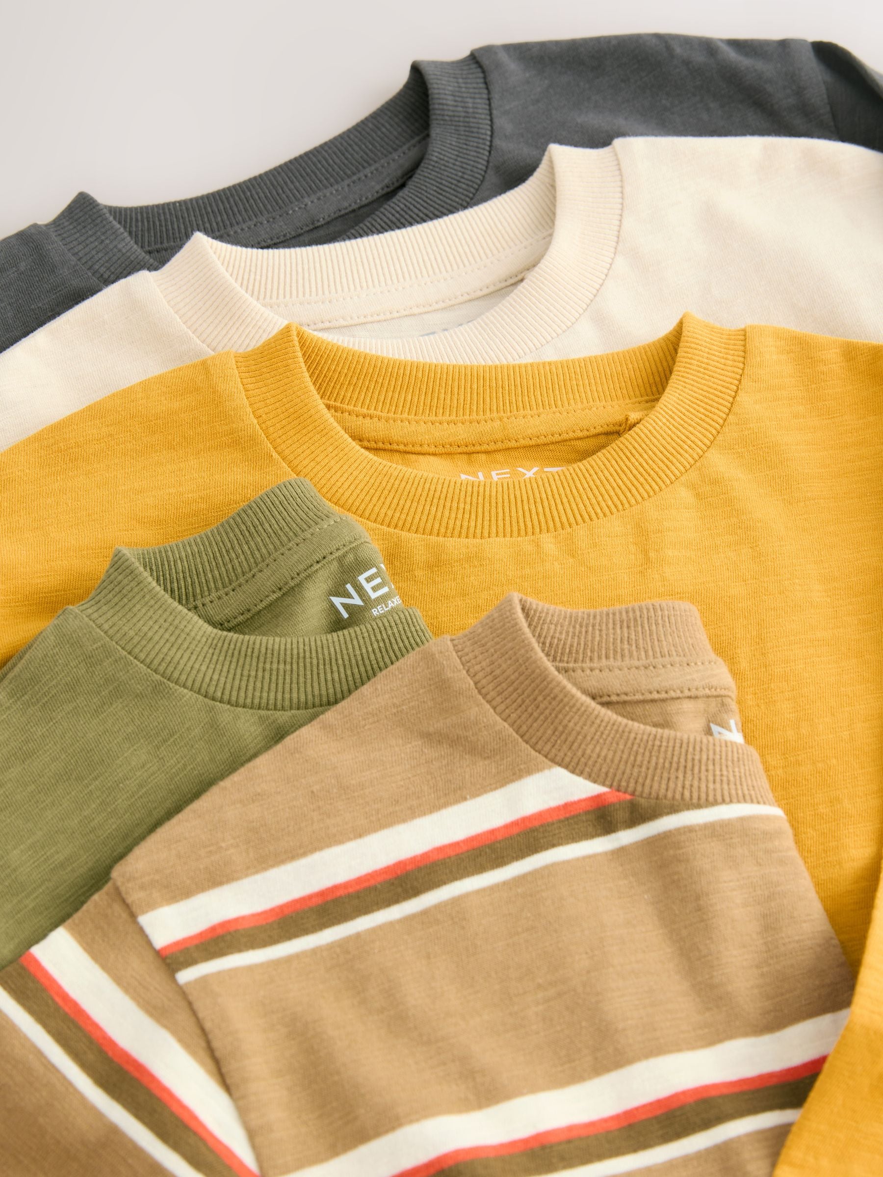 Geel/groen - Set van 5 T-shirts met lange mouwen (3 mnd-7 jr)