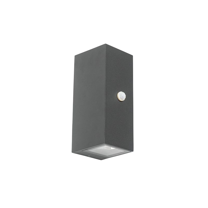 Wandlamp donkergrijs 2-lichts IP44 met bewegingssensor - Baleno