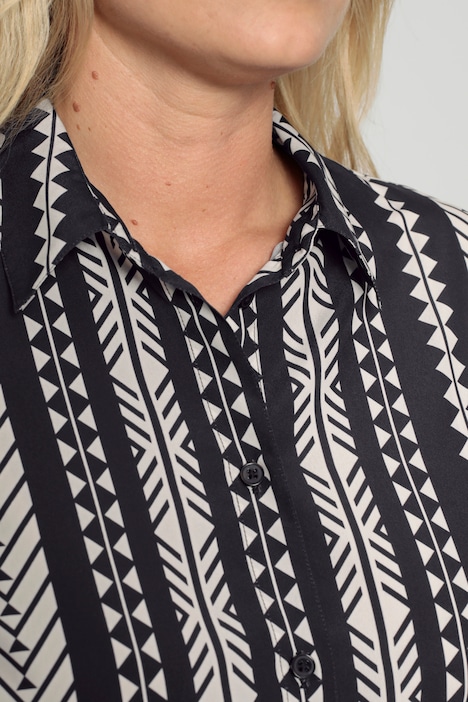 Midikleid, Straight Fit, grafisches Muster, Langarm