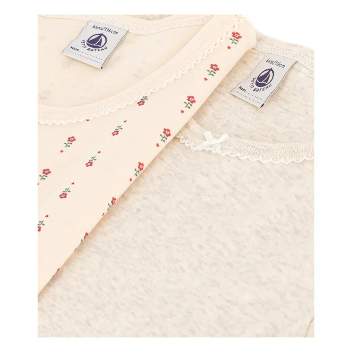 Petit Bateau Lot 2 T-shirts Fleurs | Beige