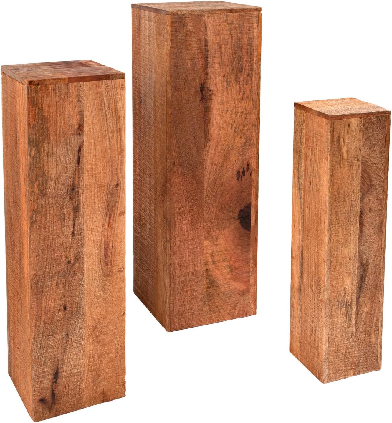 invicta INTERIOR Design Säule 3er Set MAKASSAR 80cm Mangoholz Handarbeit Dekosäulen Beistelltisch Tische