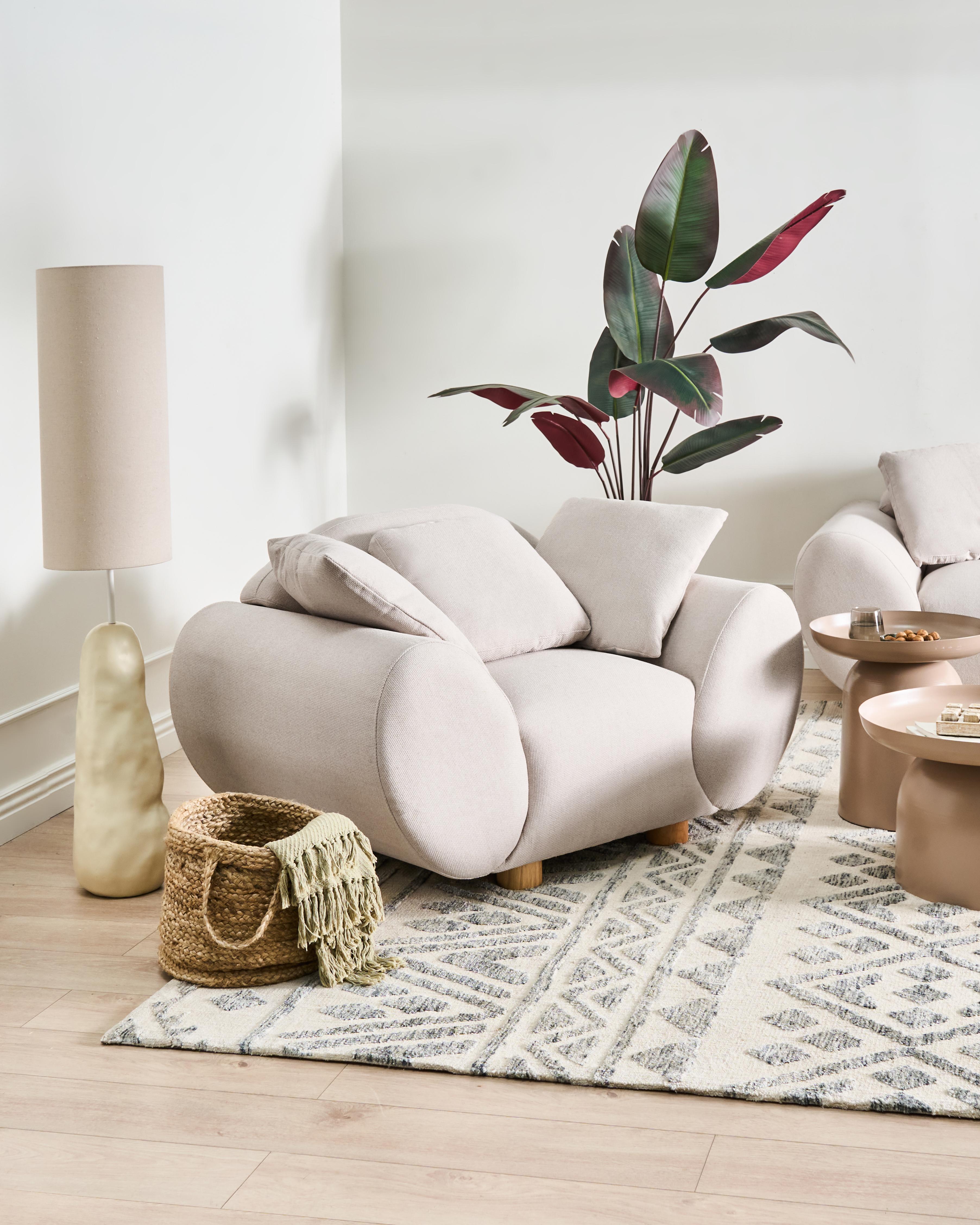 Fauteuil RINGEL met kussens Stof Lichtbeige