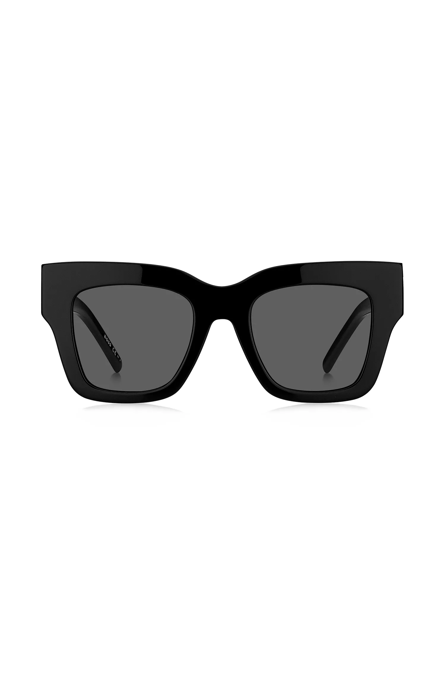 Óculos de sol BOSS em acetato preto com detalhes exclusivos.