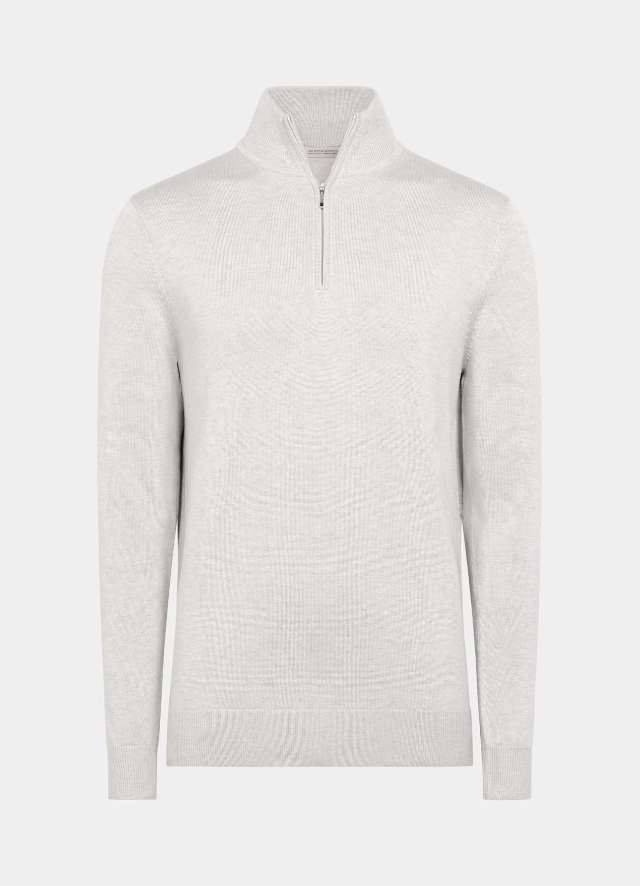 Pull semi-zippé gris clair