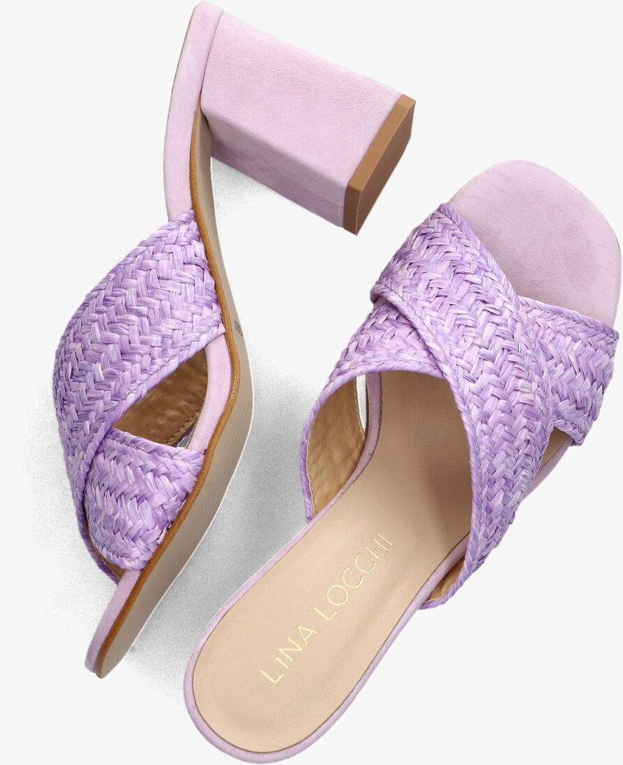 paarse lina locchi muiltjes raffia kruisslipper hh