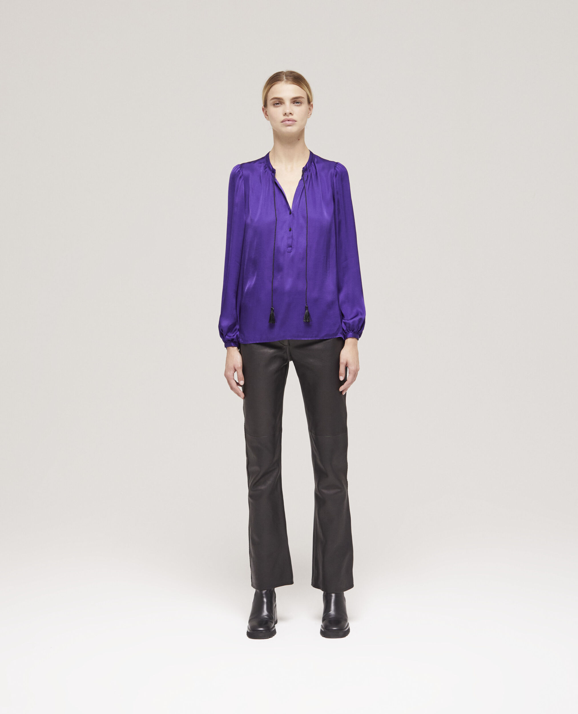 Chemise manches bouffantes violette