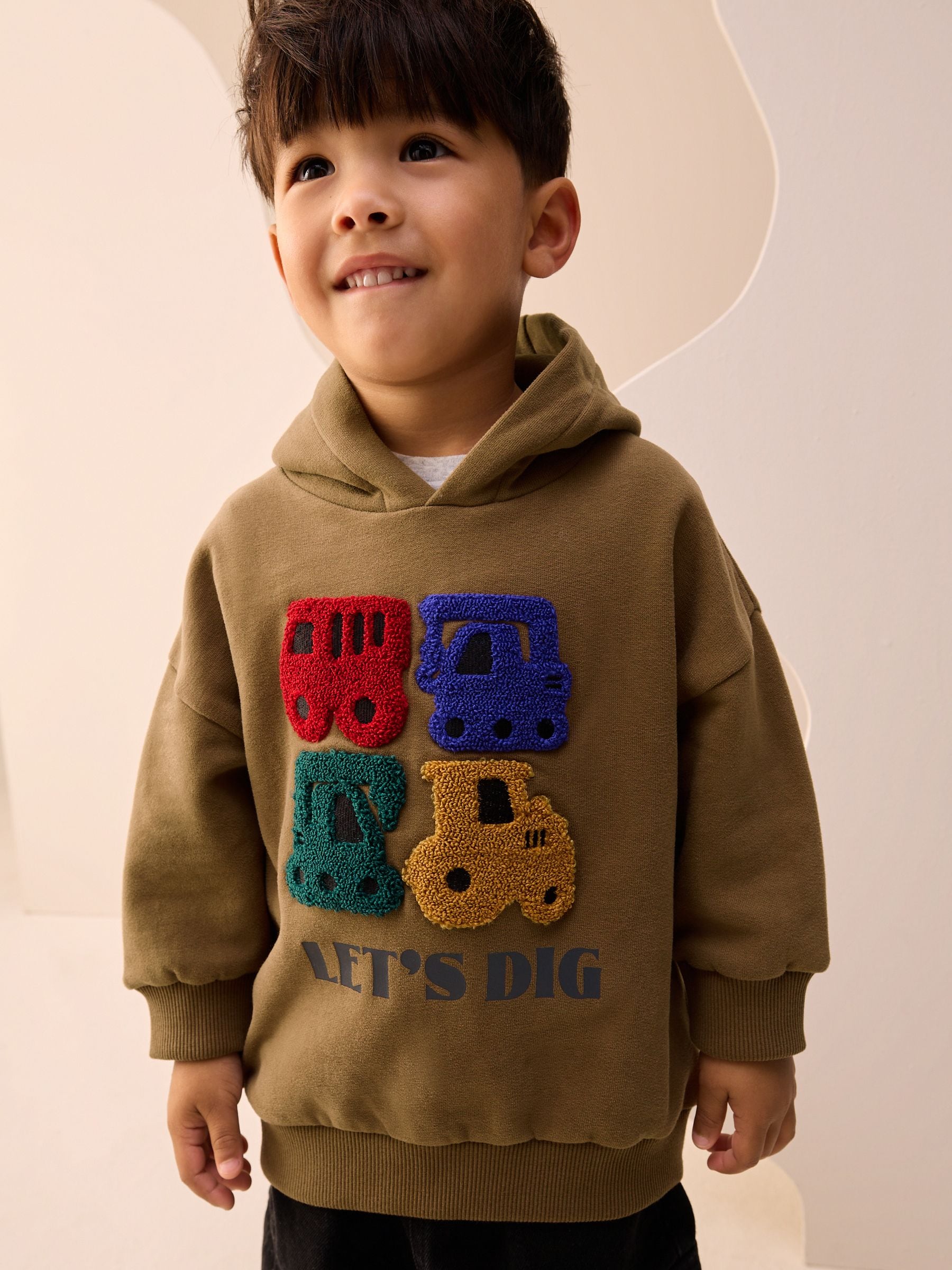 Roestbruin - Hoodie met lange mouwen en print (3mnd-7jr)
