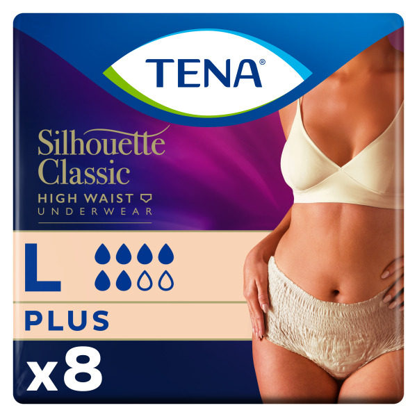 Tena Silhouette Classis Plus Creme Hoge Taille Large (8 stuks)