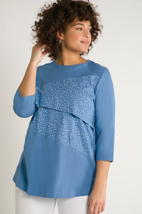 Bellieva-Shirt, Stillfunktion, A-Linie, Punkte, 3/4-Arm