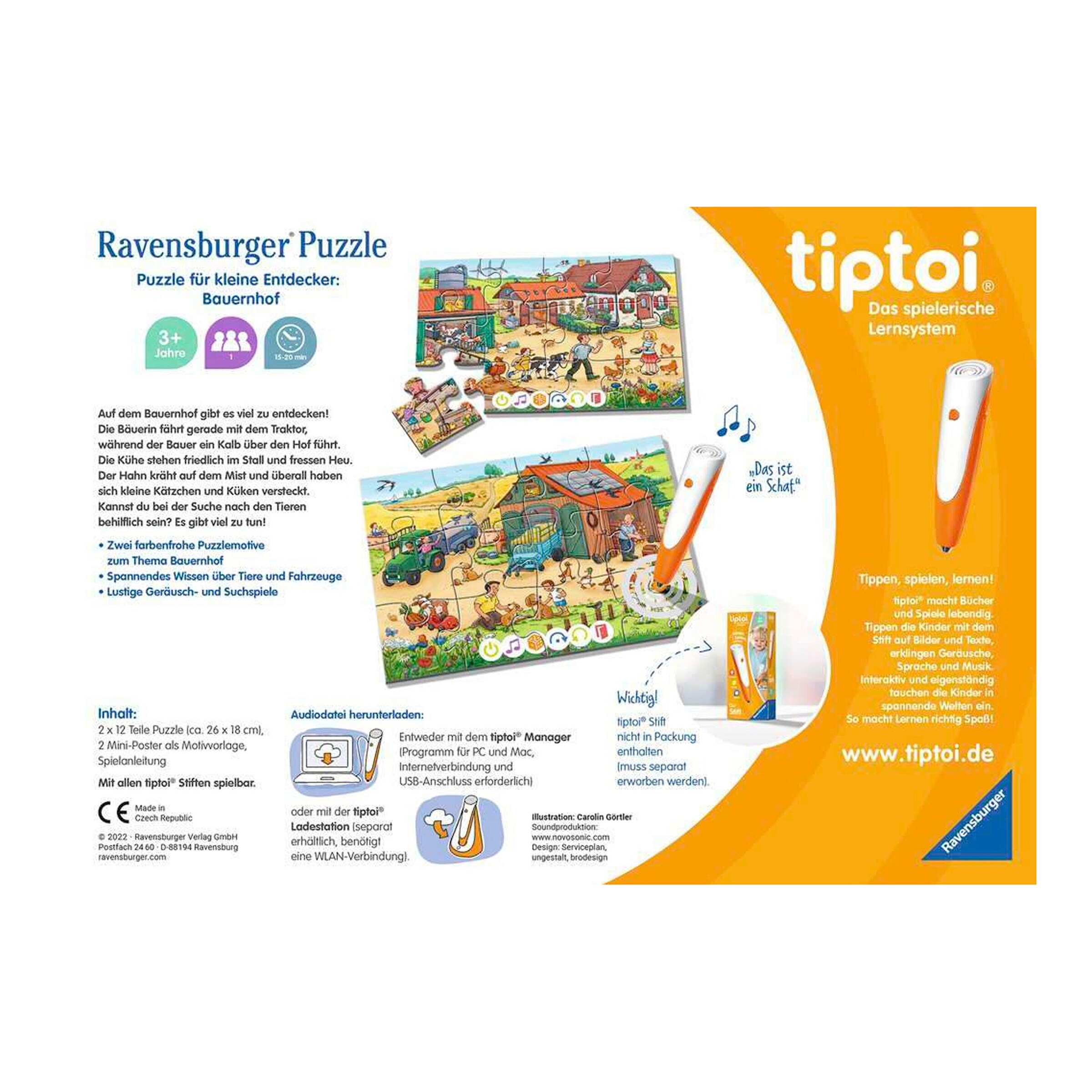 Ravensburger - TIPTOI Puzzle für kleine Entdecker - Bauernhof