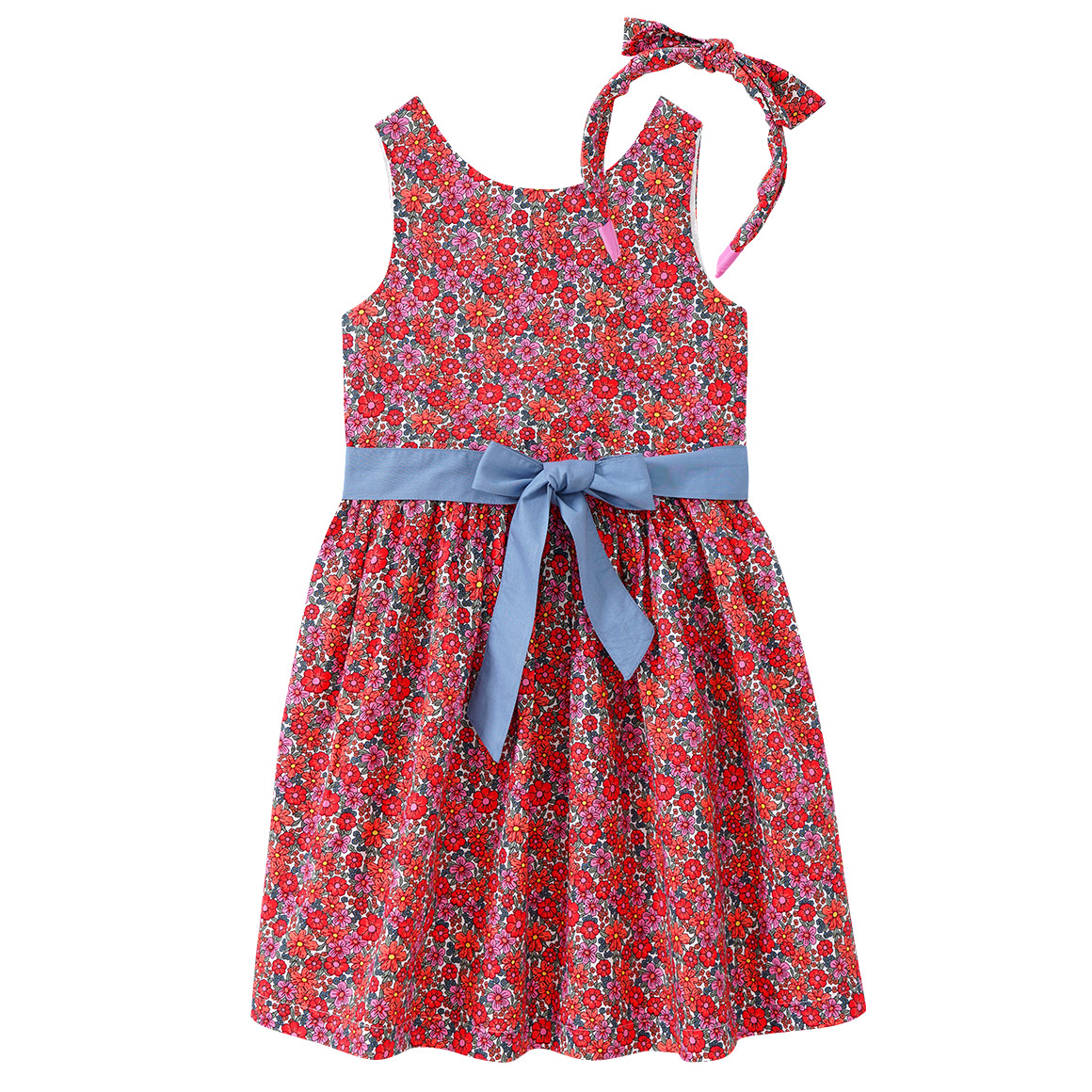 Topolino Mädchen Kleid mit Haarreif  im Blümchen-Look rot / pink