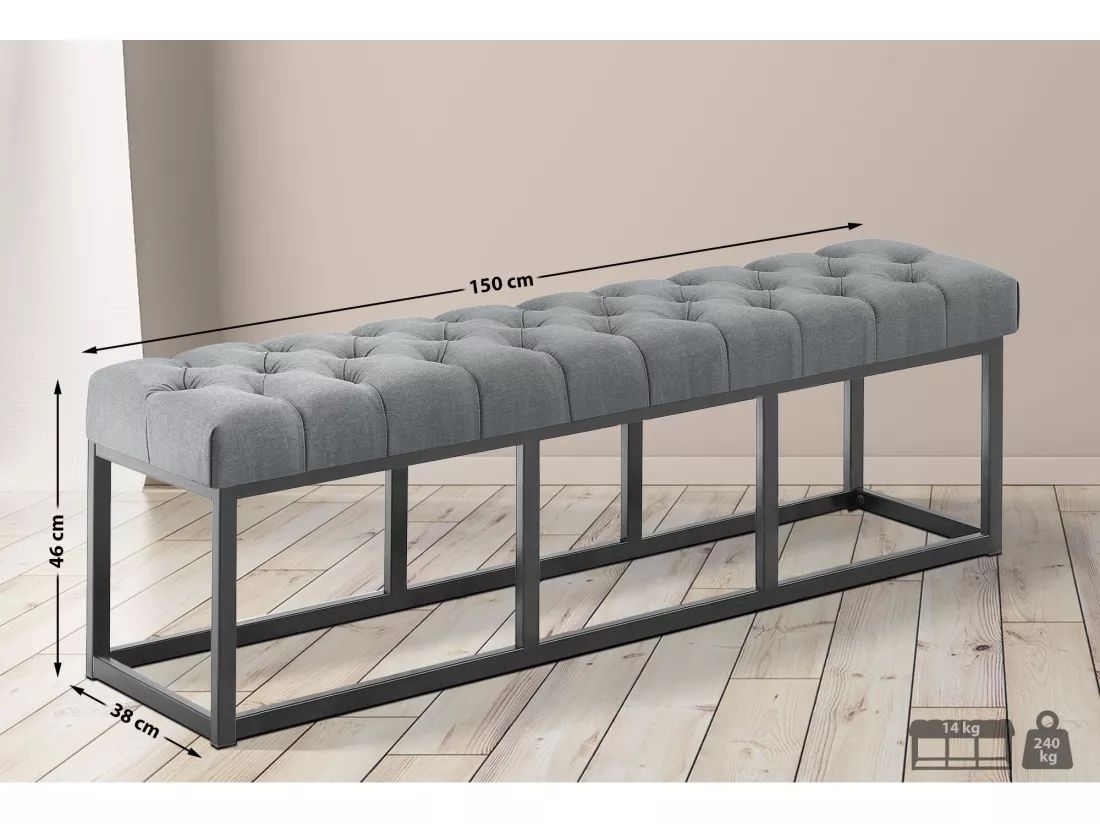 Banquette - Tissu - Gris foncé - Amun