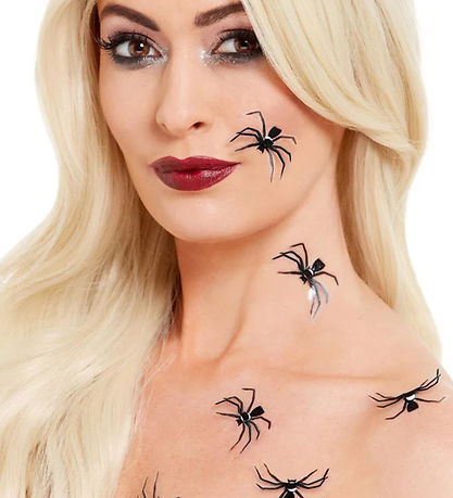 Smiffys Stickers - 3D Spider Aufkleber - 6er-Pack - Schwarz