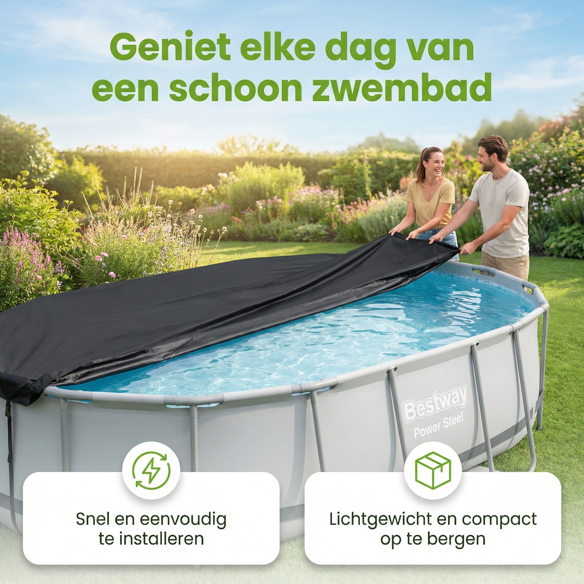 Bestway ovaal 427 x 250 cm afdekzeil - Black