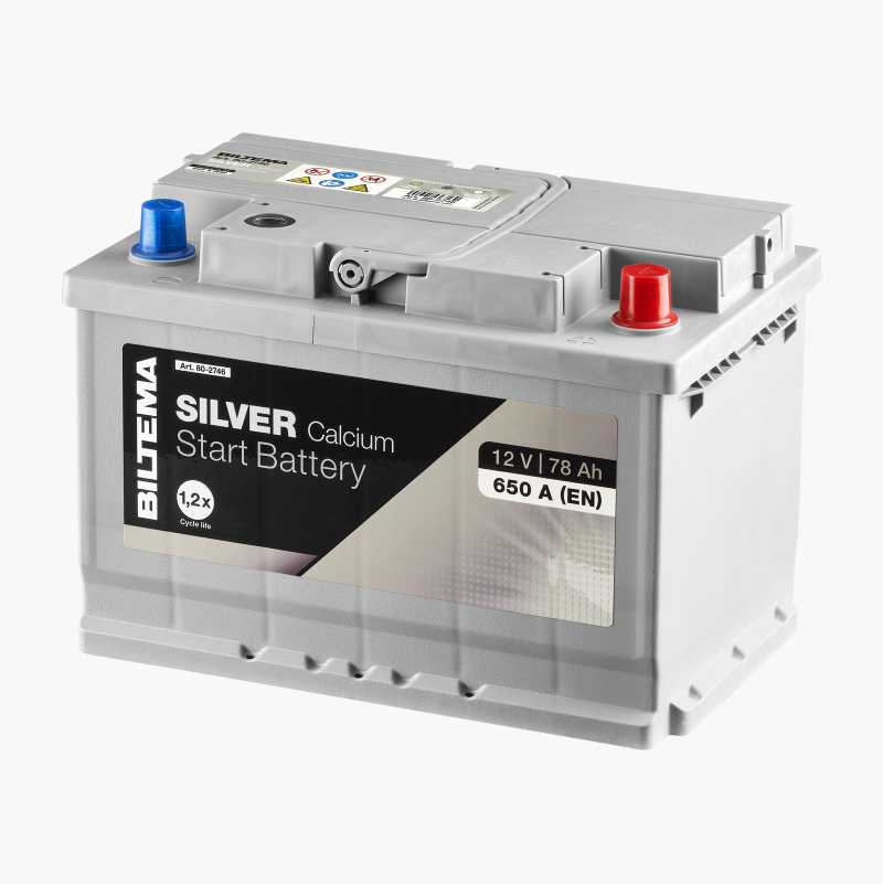 Startbatteri Sølv, 12 V, 78 Ah